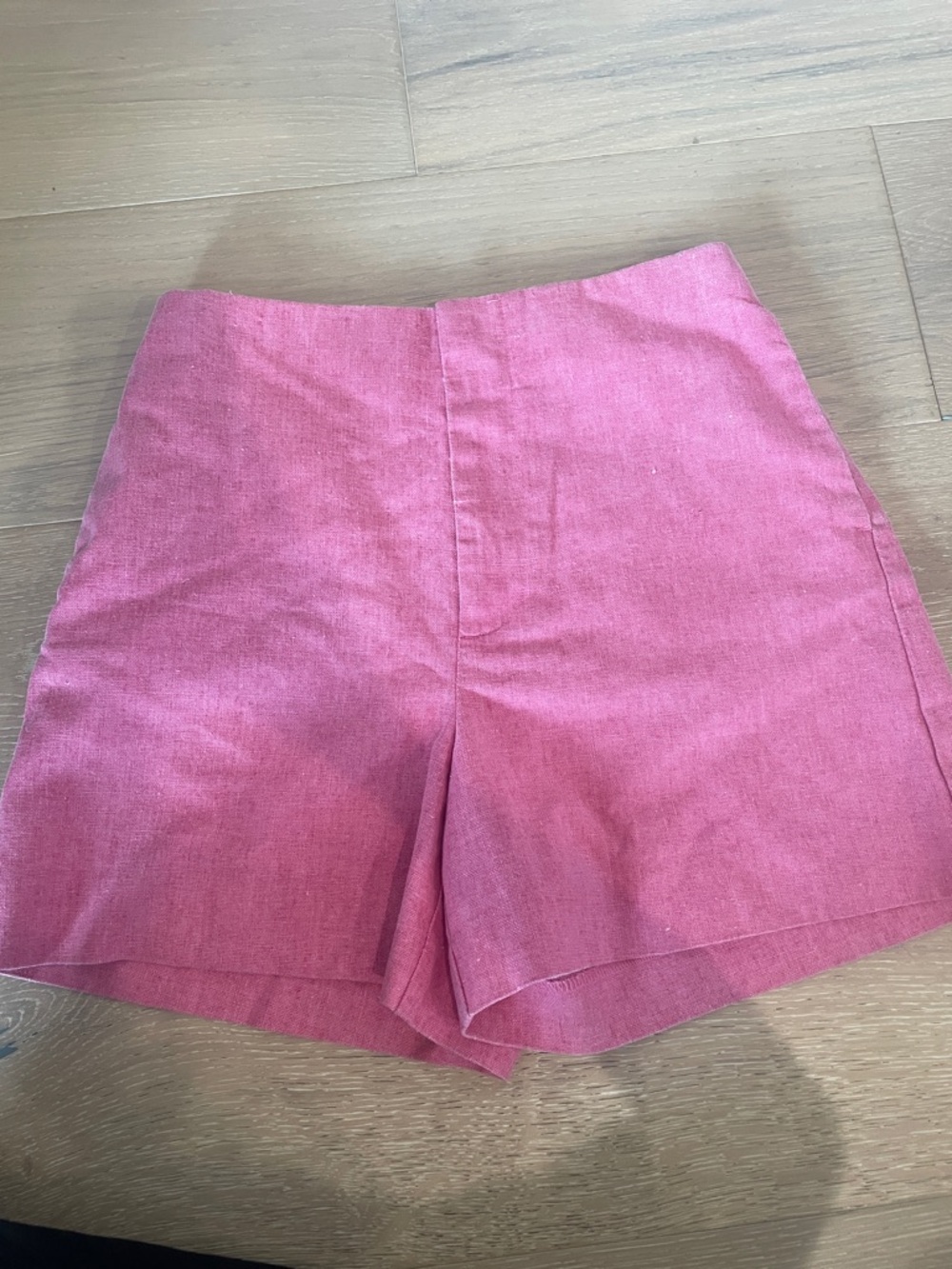 Zara High-Waist Pink Linen-Blend Women's Shorts